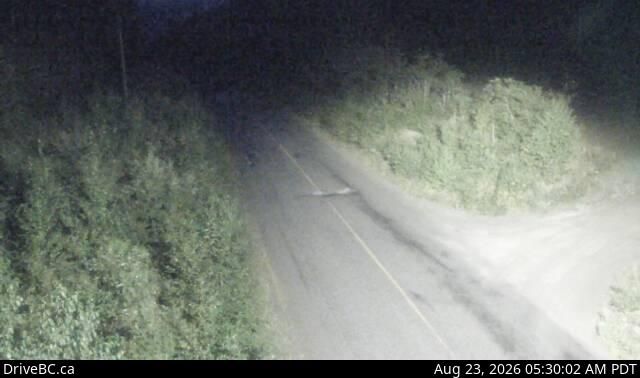 Traffic Cam Regional District of Kitimat-Stikine › West: Hwy 113 (Nass Rd) about 3 km southwest of Village of Laxgalts'ap (Greenville), looking west