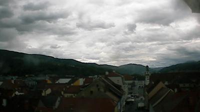 Current or last view from Leoben: Schwammerlturm − Blick zum Alten Rathaus