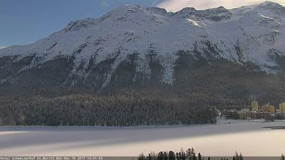 Sankt Moritz: St. Moritzersee - Ausblick Hotel Schweizerhof