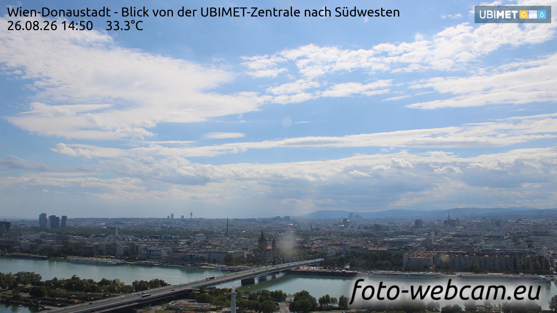 Traffic Cam Donaustadt: Blick von der UBIMET-Zentrale nach Südwesten