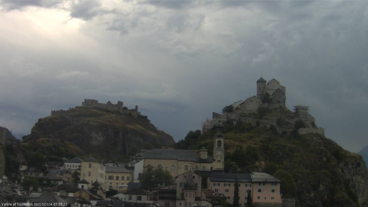 Sitten: Vue sur Valère et Tourbillon