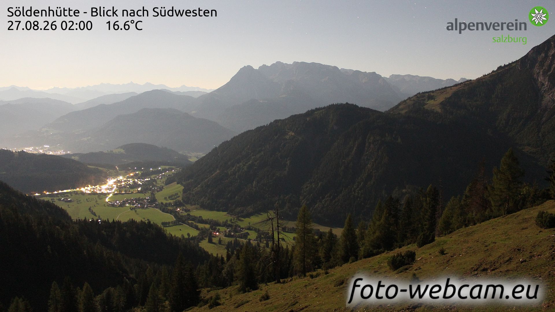 Traffic Cam Werfenweng: Dr. Heinrich-Hackel-Hütte - Blick nach Südwesten