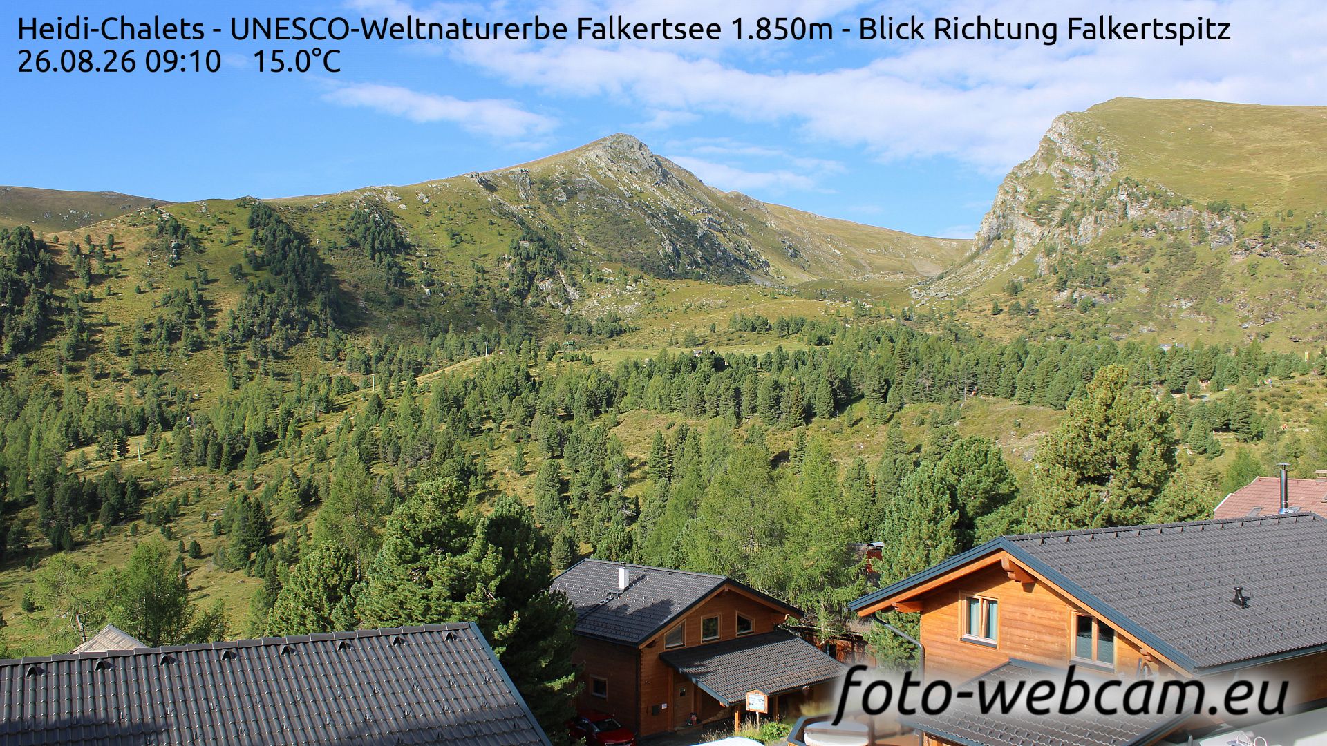 Traffic Cam Reichenau: Heidi-Chalets - UNESCO-Weltnaturerbe Falkertsee 1.850m - Blick Richtung Falkertspitz