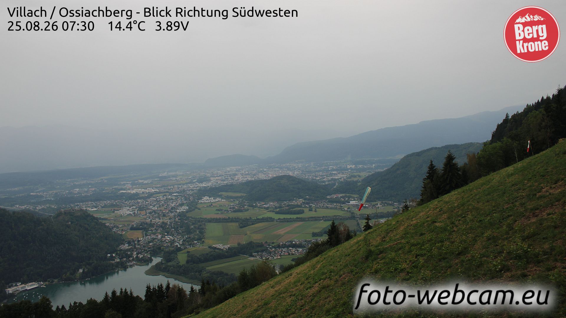 Traffic Cam Hecher: Villach - Ossiacherberg - Blick Richtung Südwesten