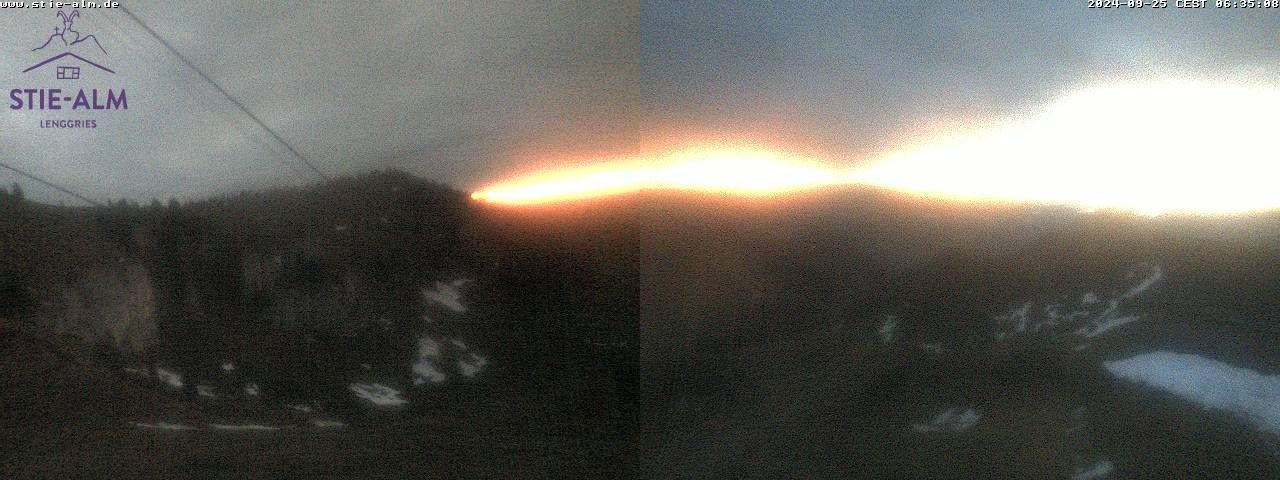 Traffic Cam Lenggries: Panoramawebcam auf die Stie Alm (Brauneck Bergbahn)