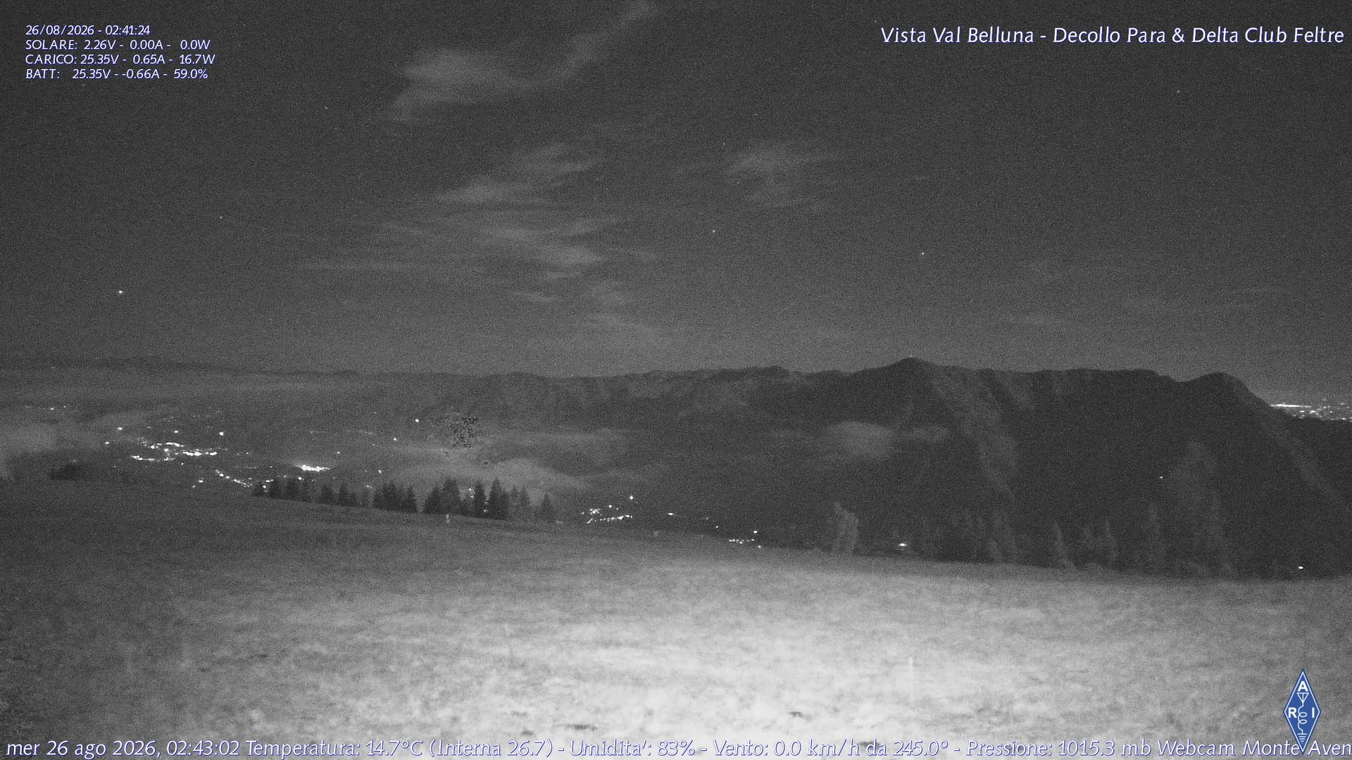 Traffic Cam Castel San Niccolo: Monte Avena - Feltre - Fonzaso