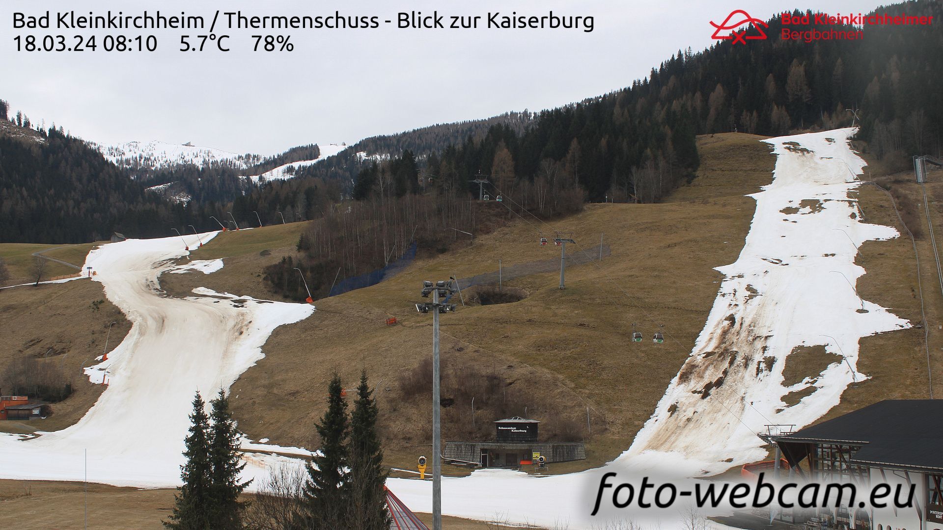 Traffic Cam Bad Kleinkirchheim: Thermenschuss - Blick zur Kaiserburg