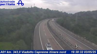 Preview delle webcam di Terranuova Bracciolini: A01 km. 343,0 Viadotto Caprenne itinere nord