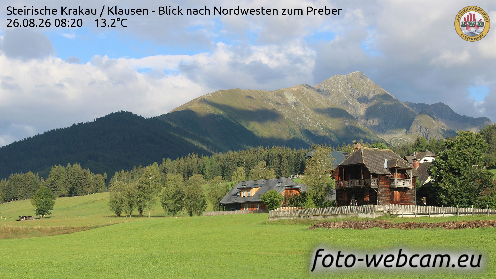Traffic Cam Krakauschatten: Steirische Krakau - Klausen - Blick nach Nordwesten zum Preber