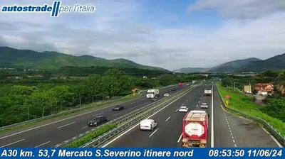 Preview delle webcam di Fisciano: A30 km. 53,7 Mercato S.Severino itinere nord