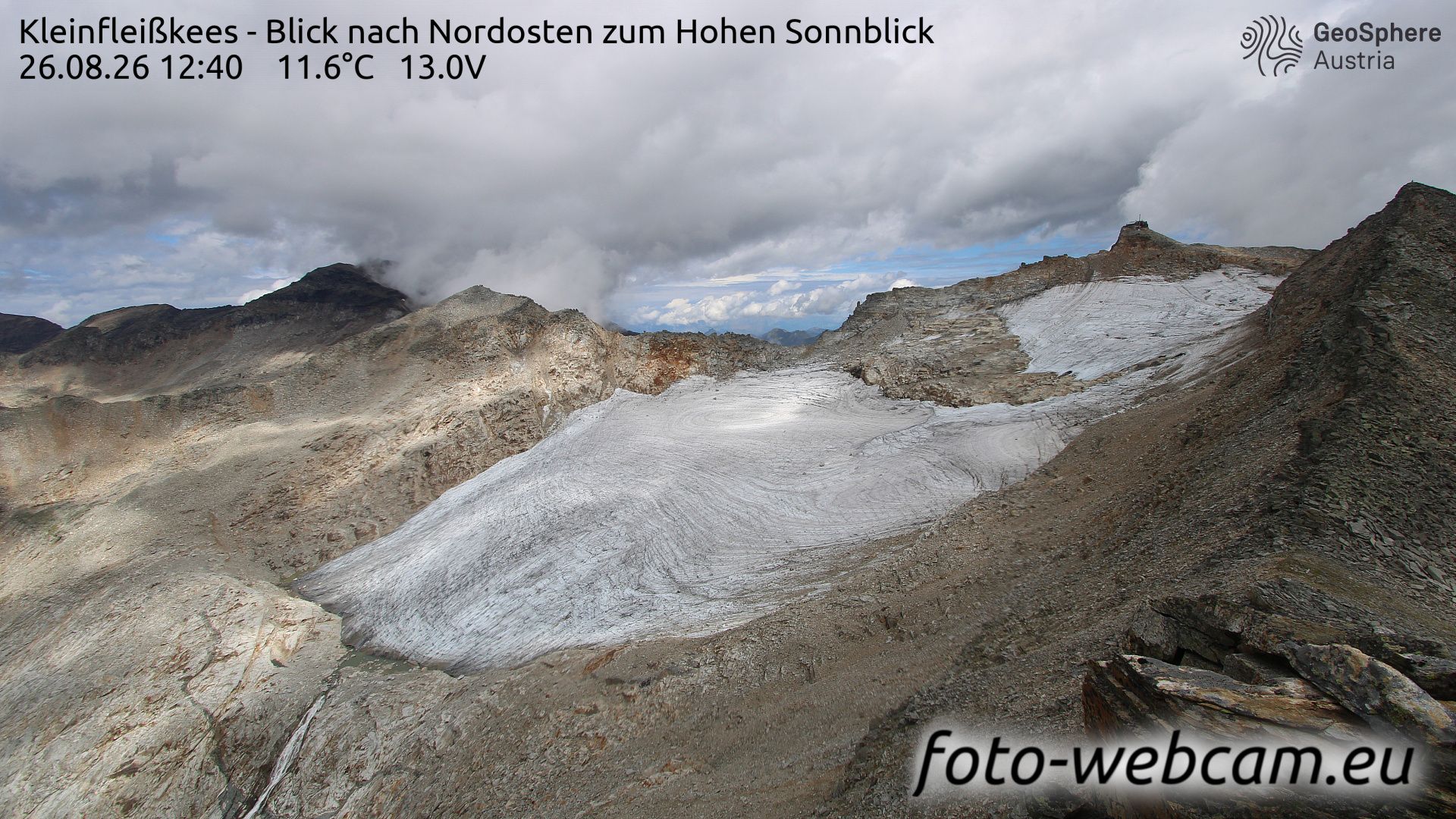 Traffic Cam Schachnern: Kleinfleißkees - Blick nach Nordosten zum Hohen Sonnblick