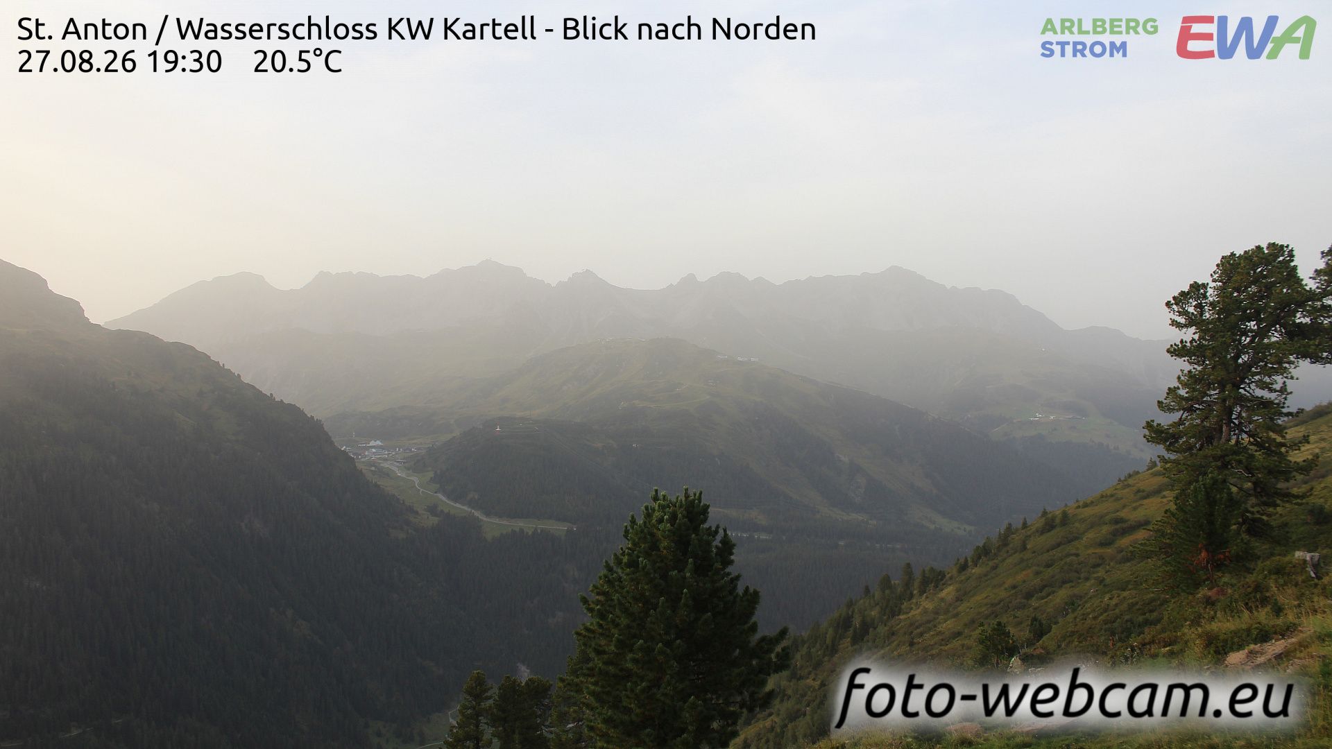 Traffic Cam Gemeinde Sankt Anton am Arlberg: St. Anton - Wasserschloss KW Kartell - Blick nach Norden