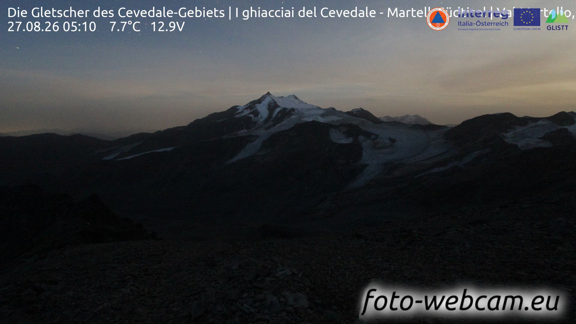 Traffic Cam Martell - Martello: Die Gletscher des Cevedale-Gebiets | I ghiacciai del Cevedale - Südtirol | Val - Alto Adige