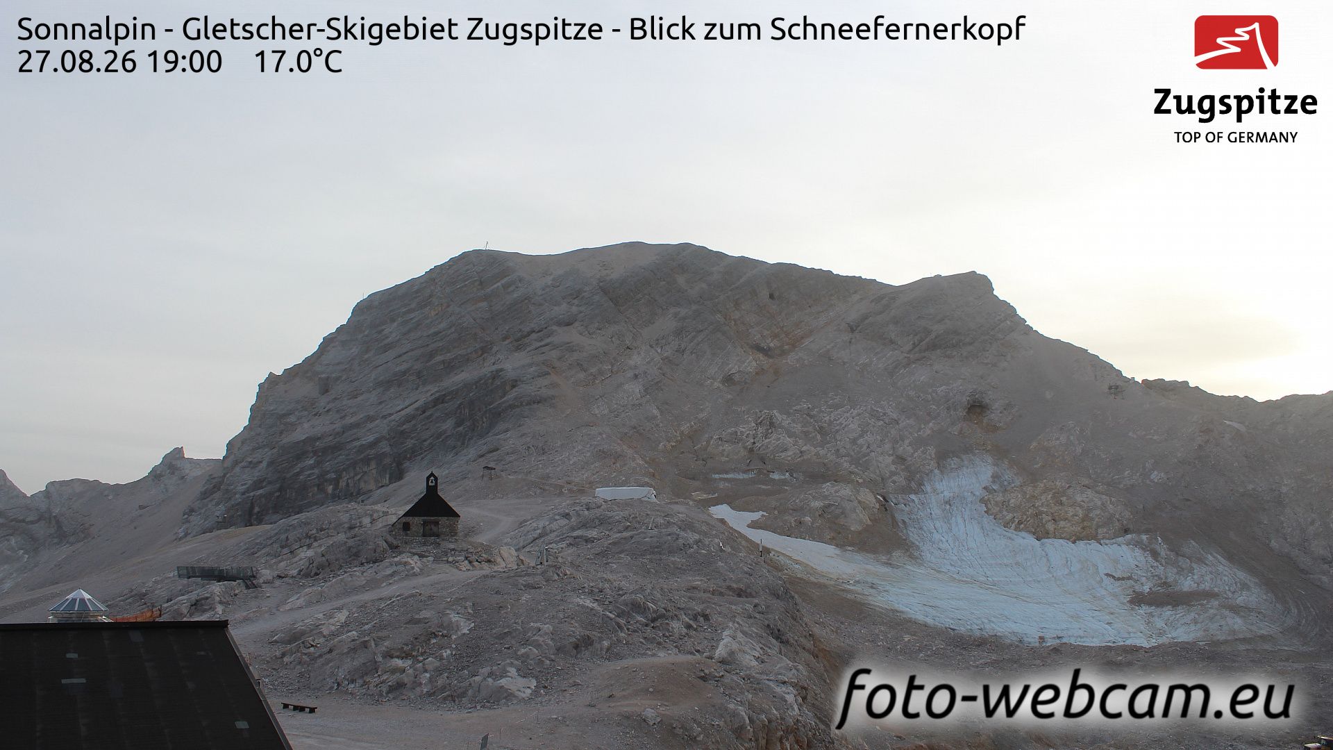Traffic Cam Partenkirchen: Sonnalpin - Gletscher-Skigebiet Zugspitze - Blick zum Schneefernerkopf