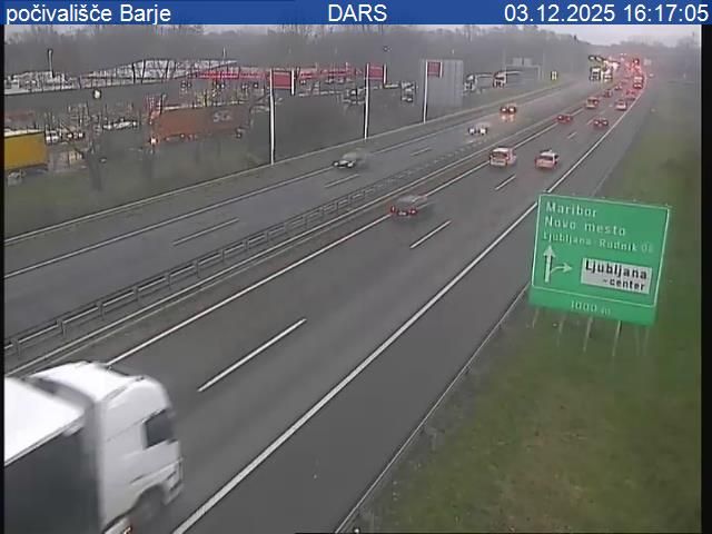 Traffic at Barje Rest Stop, Ljubljana Webcam