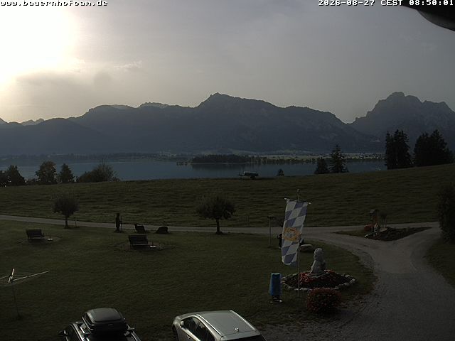 Traffic Cam Rieden: Blick vom Salenberghof in Osterreinen über den Forggensee