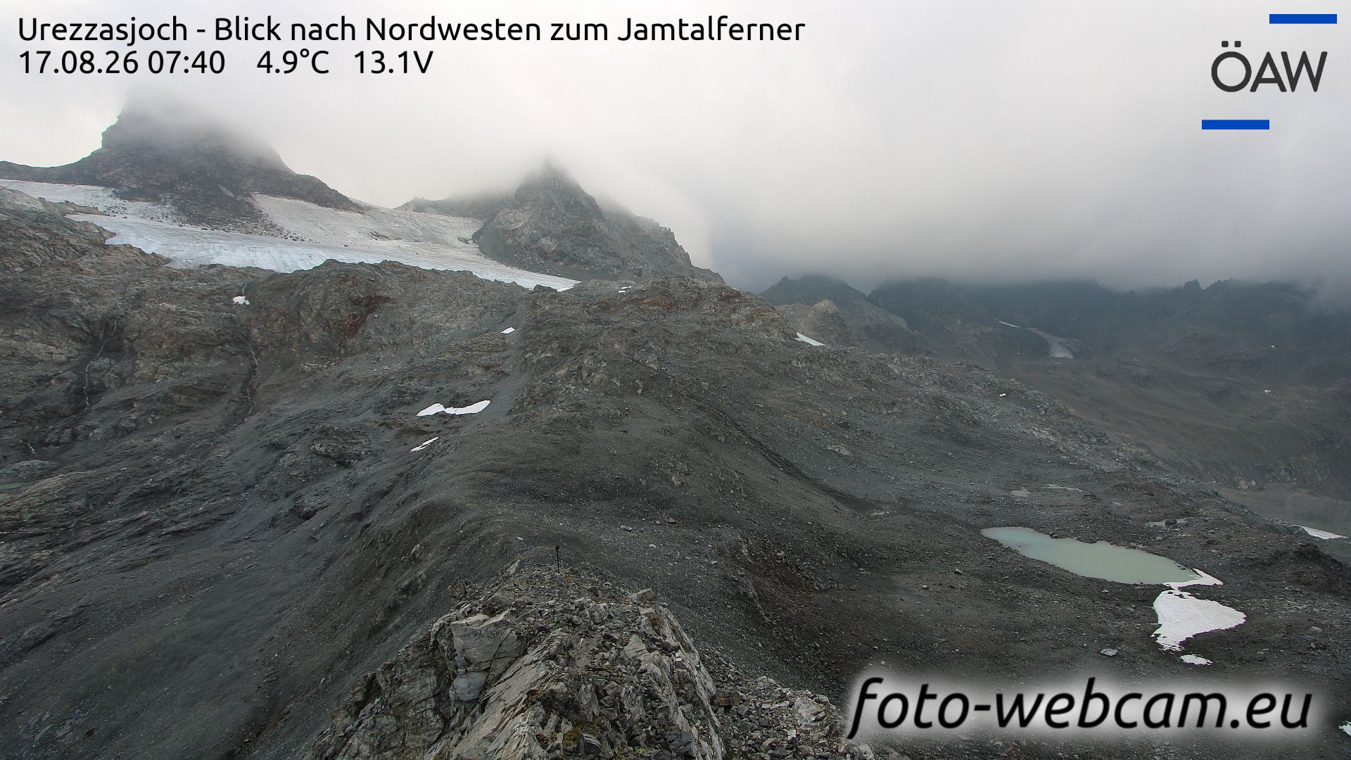 Scuol: Urezzasjoch - Blick nach Nordwesten zum Jamtalferner