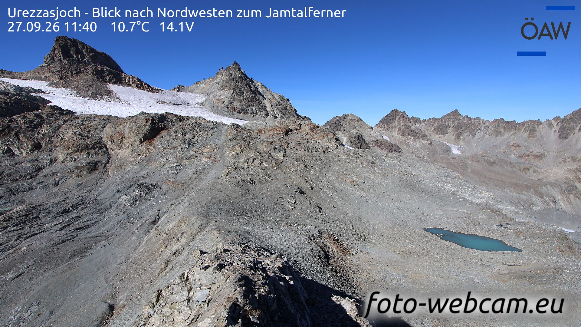 Scuol: Urezzasjoch - Blick nach Nordwesten zum Jamtalferner