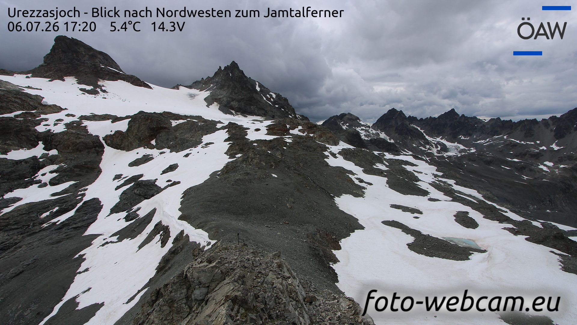 Scuol: Urezzasjoch - Blick nach Nordwesten zum Jamtalferner