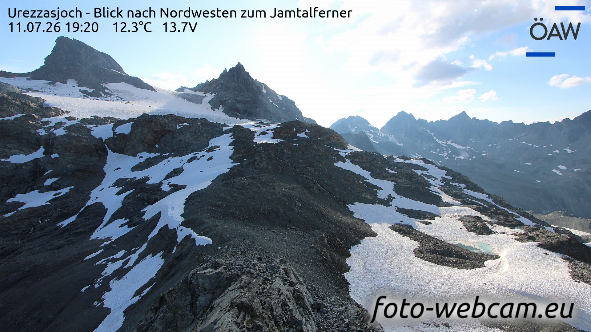 Scuol: Urezzasjoch - Blick nach Nordwesten zum Jamtalferner