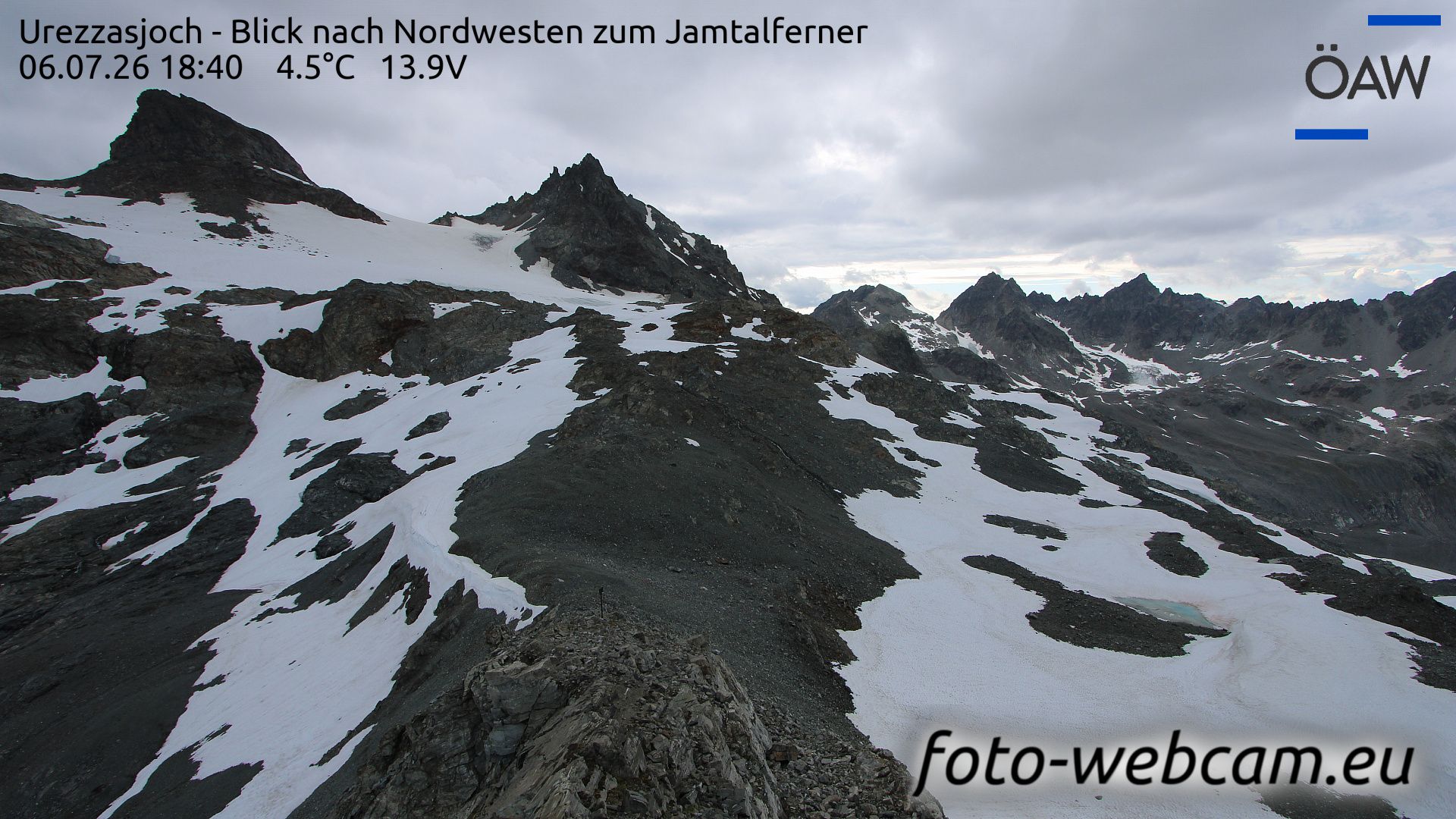 Scuol: Urezzasjoch - Blick nach Nordwesten zum Jamtalferner