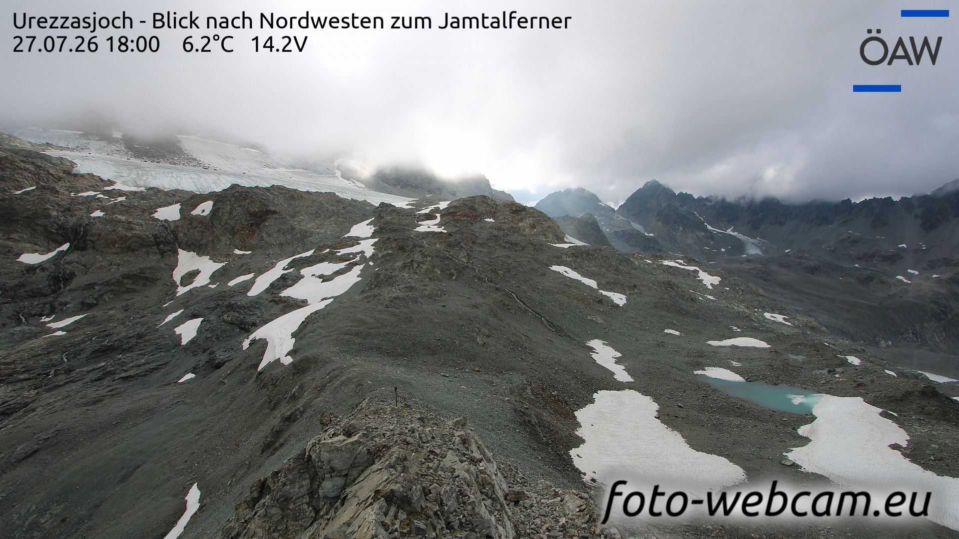 Scuol: Urezzasjoch - Blick nach Nordwesten zum Jamtalferner