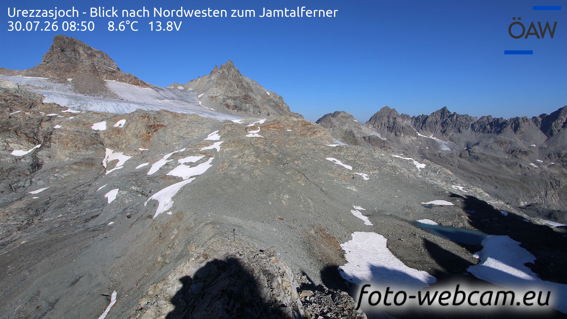 Scuol: Urezzasjoch - Blick nach Nordwesten zum Jamtalferner