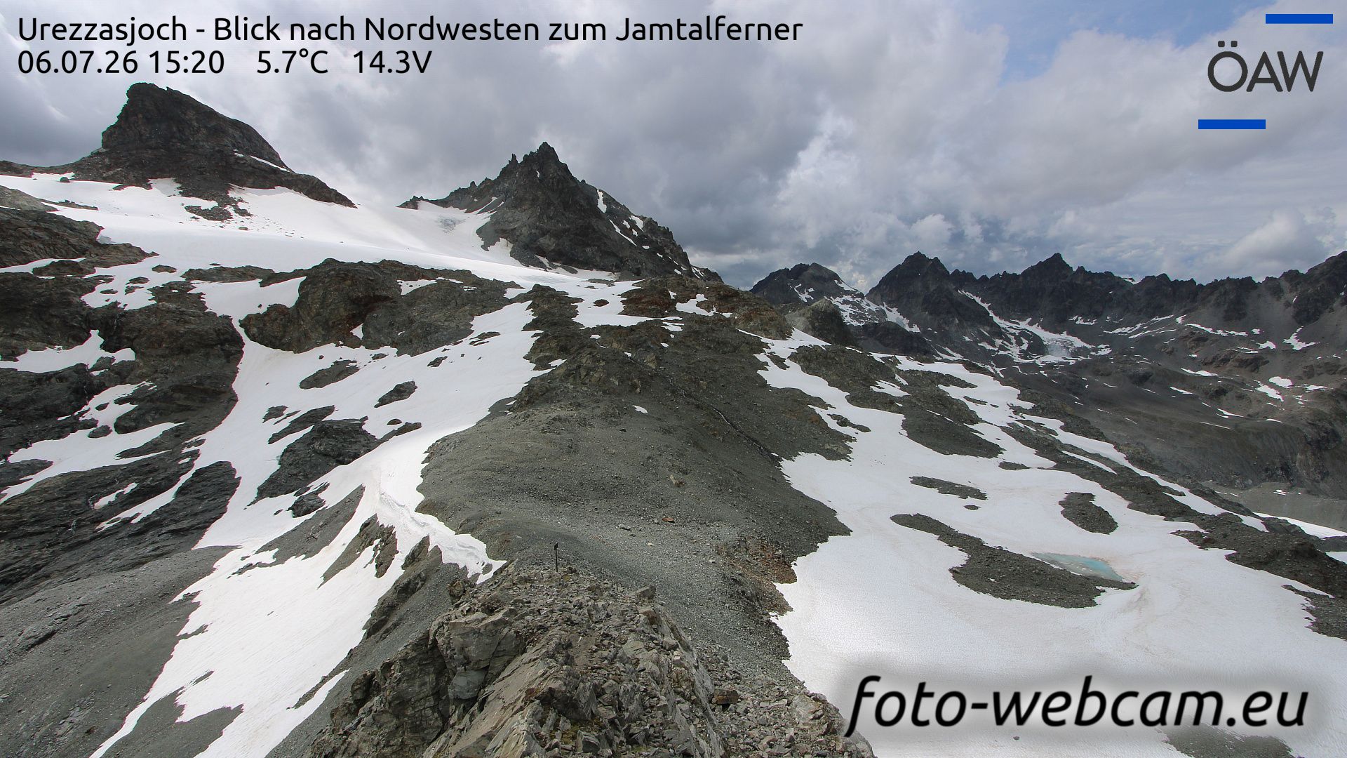 Scuol: Urezzasjoch - Blick nach Nordwesten zum Jamtalferner