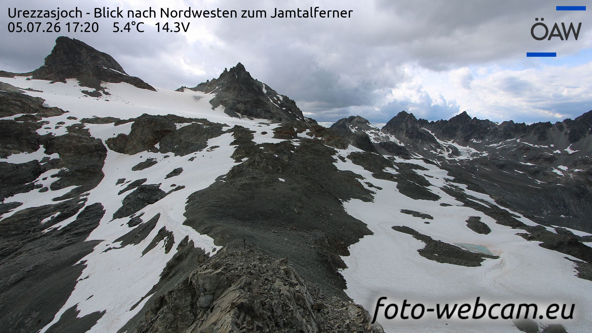 Scuol: Urezzasjoch - Blick nach Nordwesten zum Jamtalferner