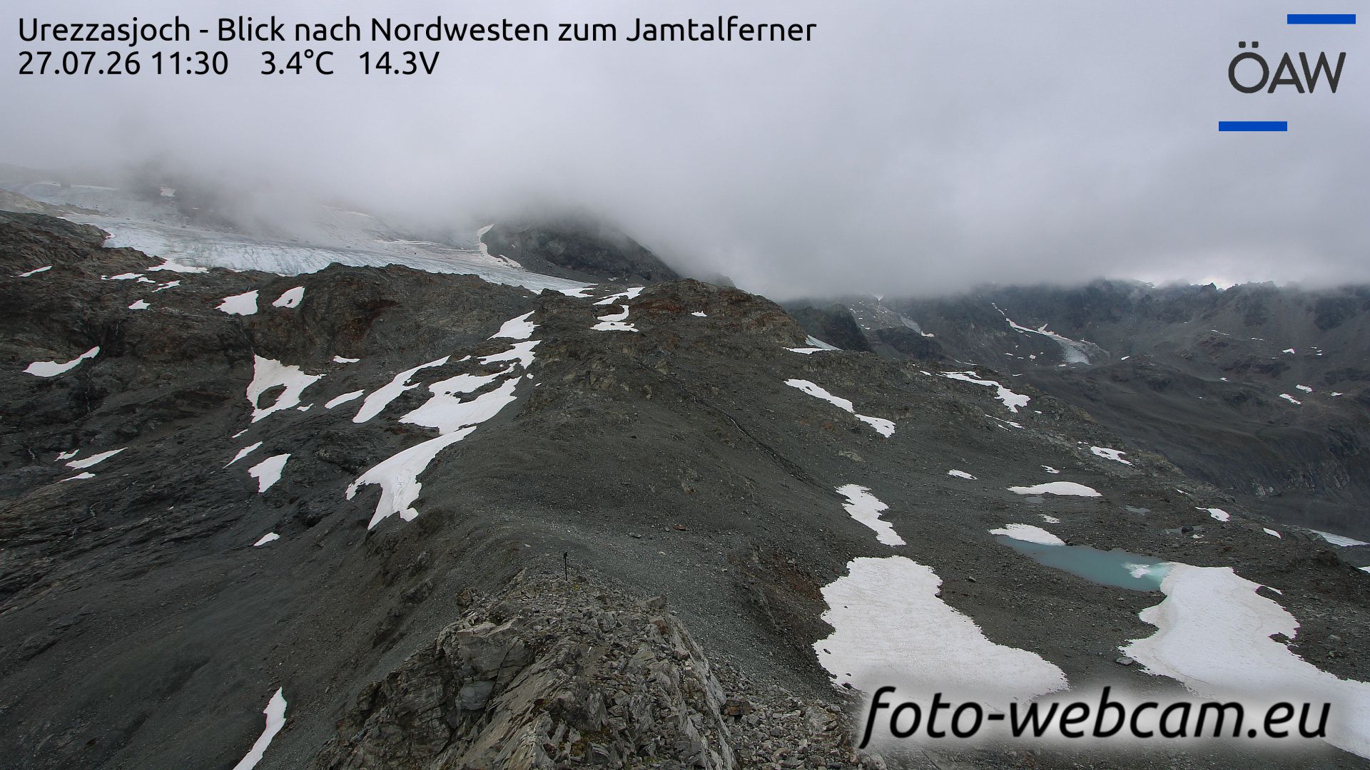 Scuol: Urezzasjoch - Blick nach Nordwesten zum Jamtalferner