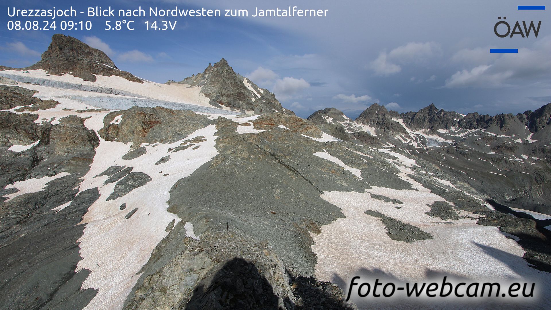 Scuol: Urezzasjoch - Blick nach Nordwesten zum Jamtalferner