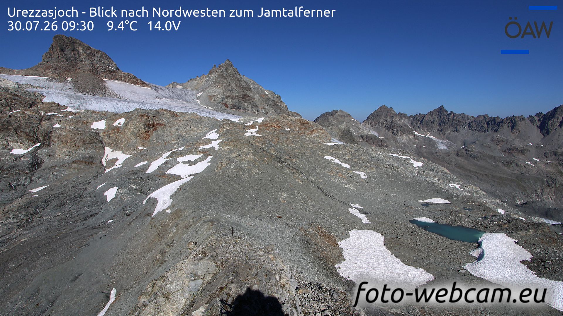 Scuol: Urezzasjoch - Blick nach Nordwesten zum Jamtalferner