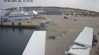Last daylight view from Vesterø Havn: Læsø, færgen