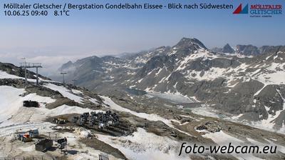 Innerfragant: Mölltaler Gletscher - Bergstation Gondelbahn Eissee - Blick nach Südwesten