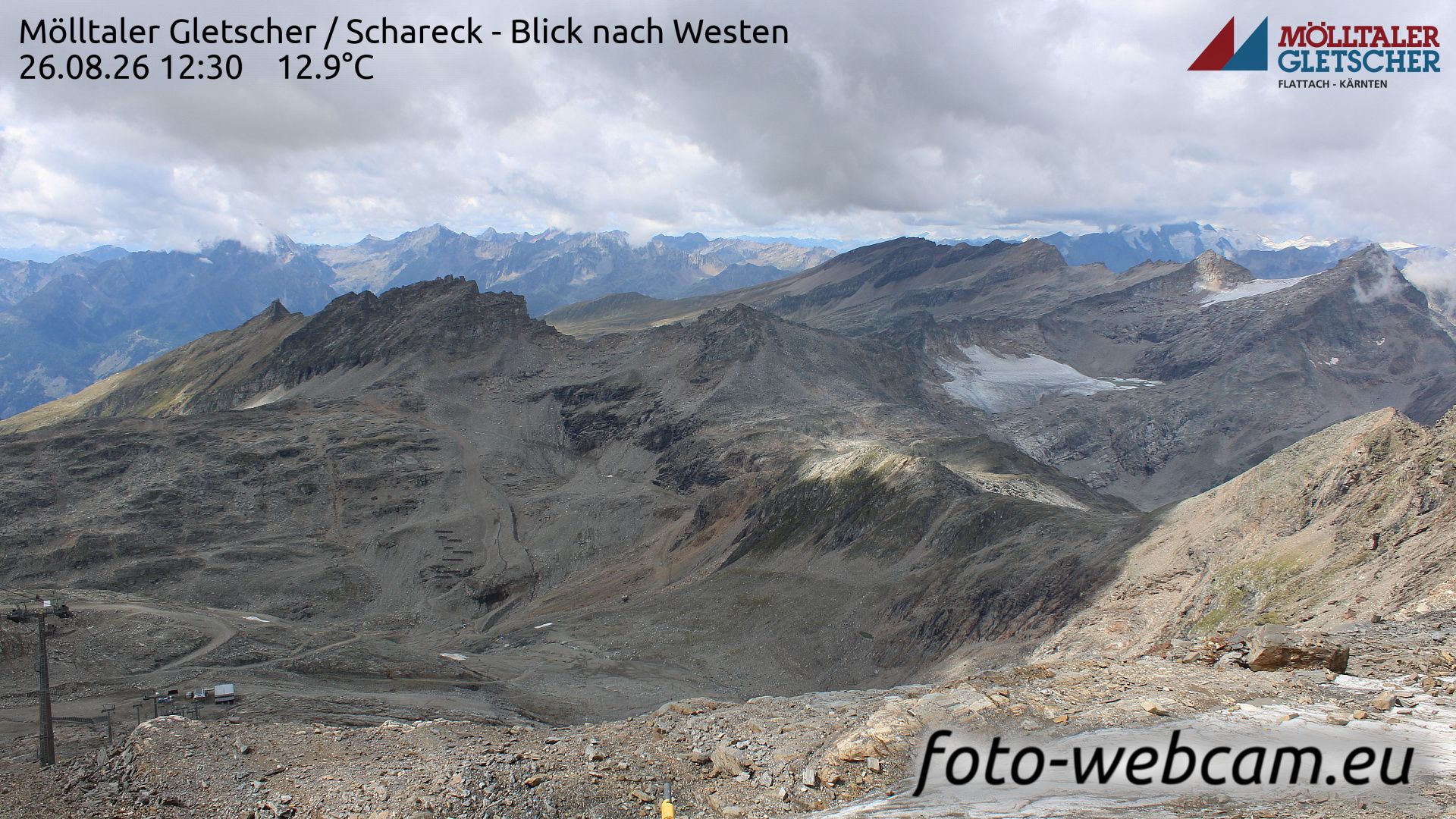 Traffic Cam Heiligenblut am Grossglockner: Mölltaler Gletscher - Schareck - Blick nach Westen
