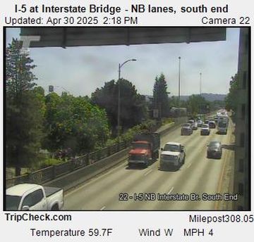 Traffic Cam Vancouver: I- at Interstate Bridge - NB lanes, south end