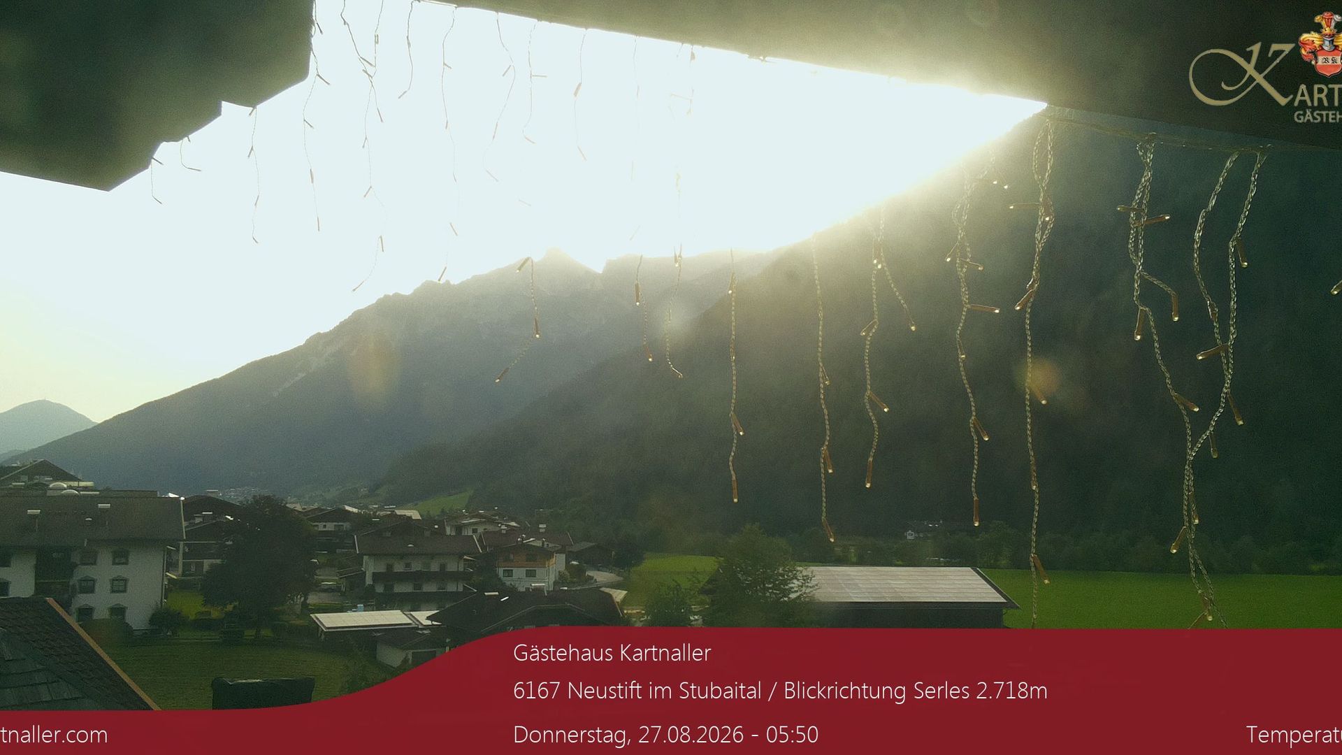 Traffic Cam Gemeinde Neustift im Stubaital › East: Gästehaus Kartnaller *** - Neustift im Stubaital - Serles - Patscherkofel