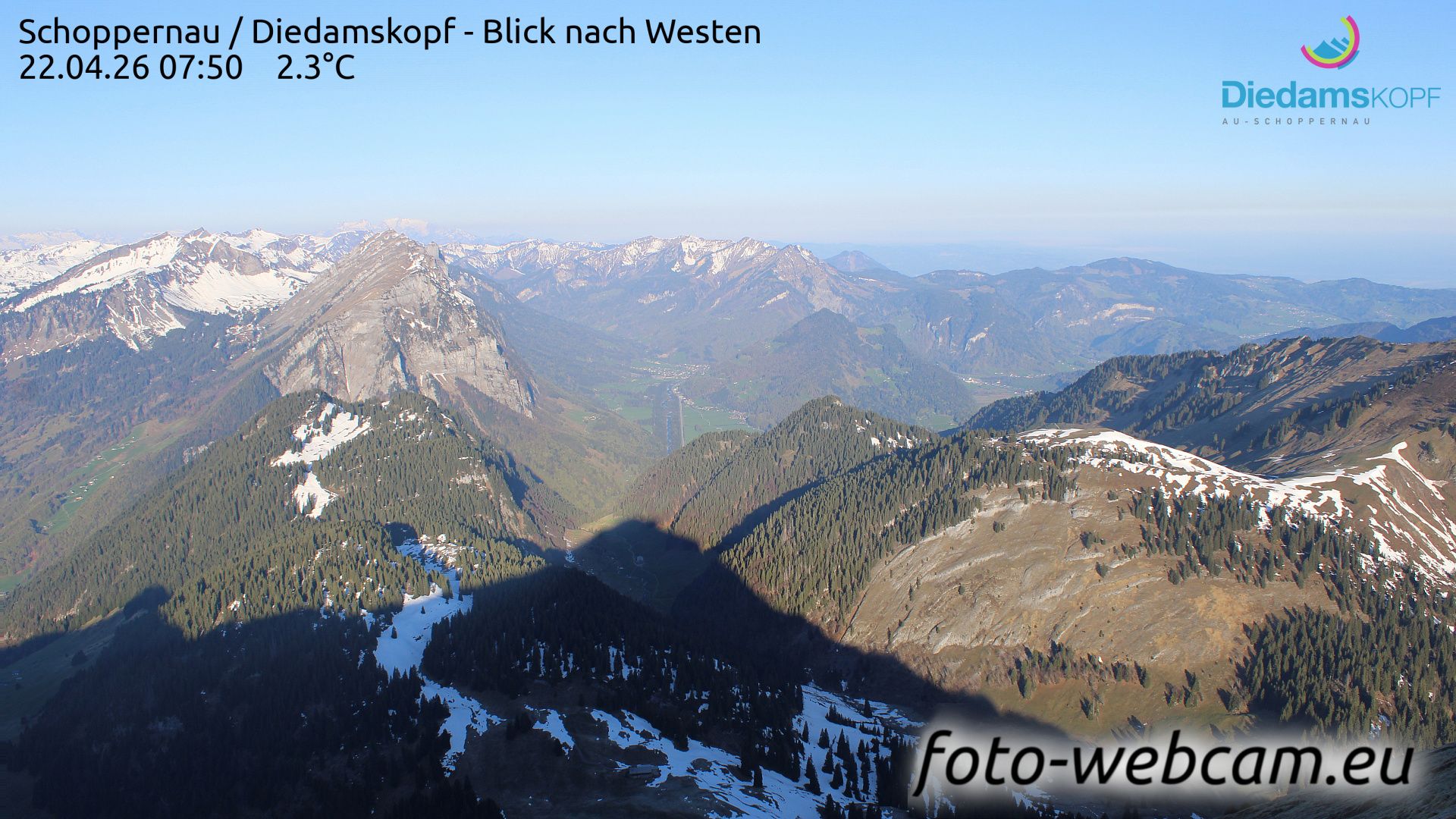 Traffic Cam Gemeinde Schoppernau: Schoppernau - Diedamskopf - Blick nach Westen
