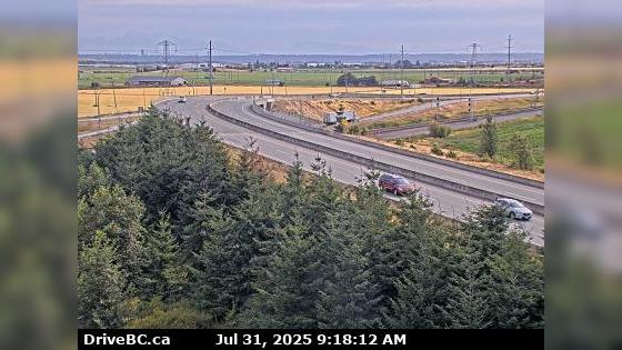 Traffic Cam Delta › East: Hwy 17 (South Fraser Perimeter Rd) at Deltaport Way in South - looking east