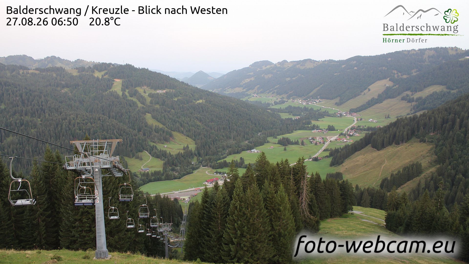 Traffic Cam Obere Balderschwanger Alpe: Balderschwang - Kreuzle - Blick nach Westen