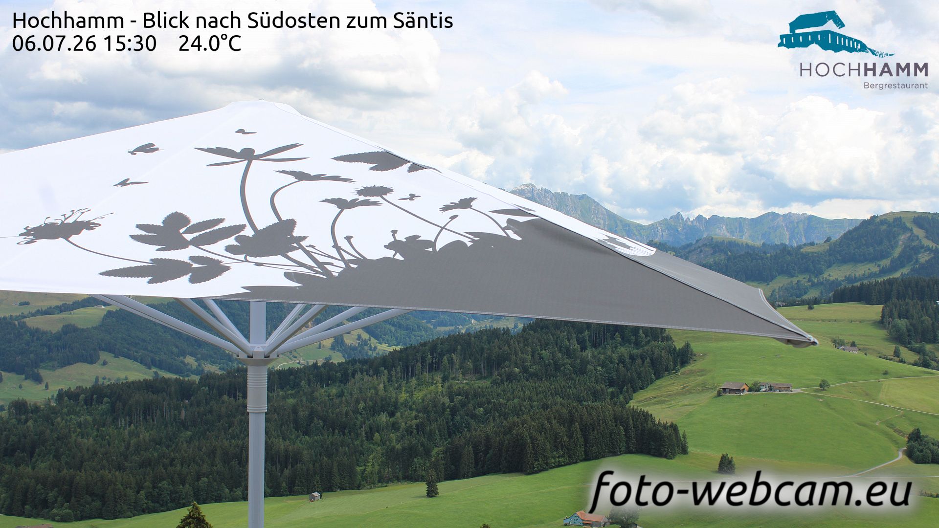 Schönengrund: Hochhamm - Blick nach Südosten zum Säntis