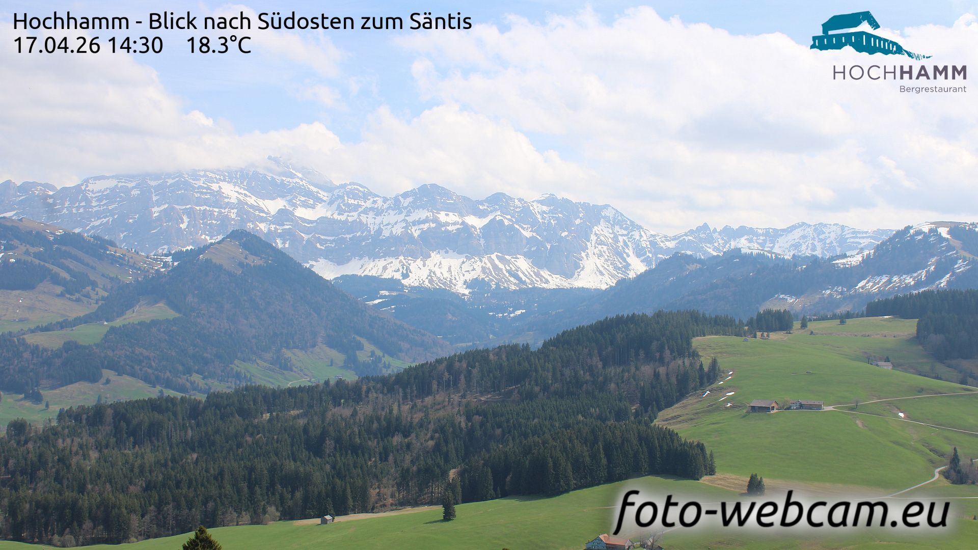 Schönengrund: Hochhamm - Blick nach Südosten zum Säntis