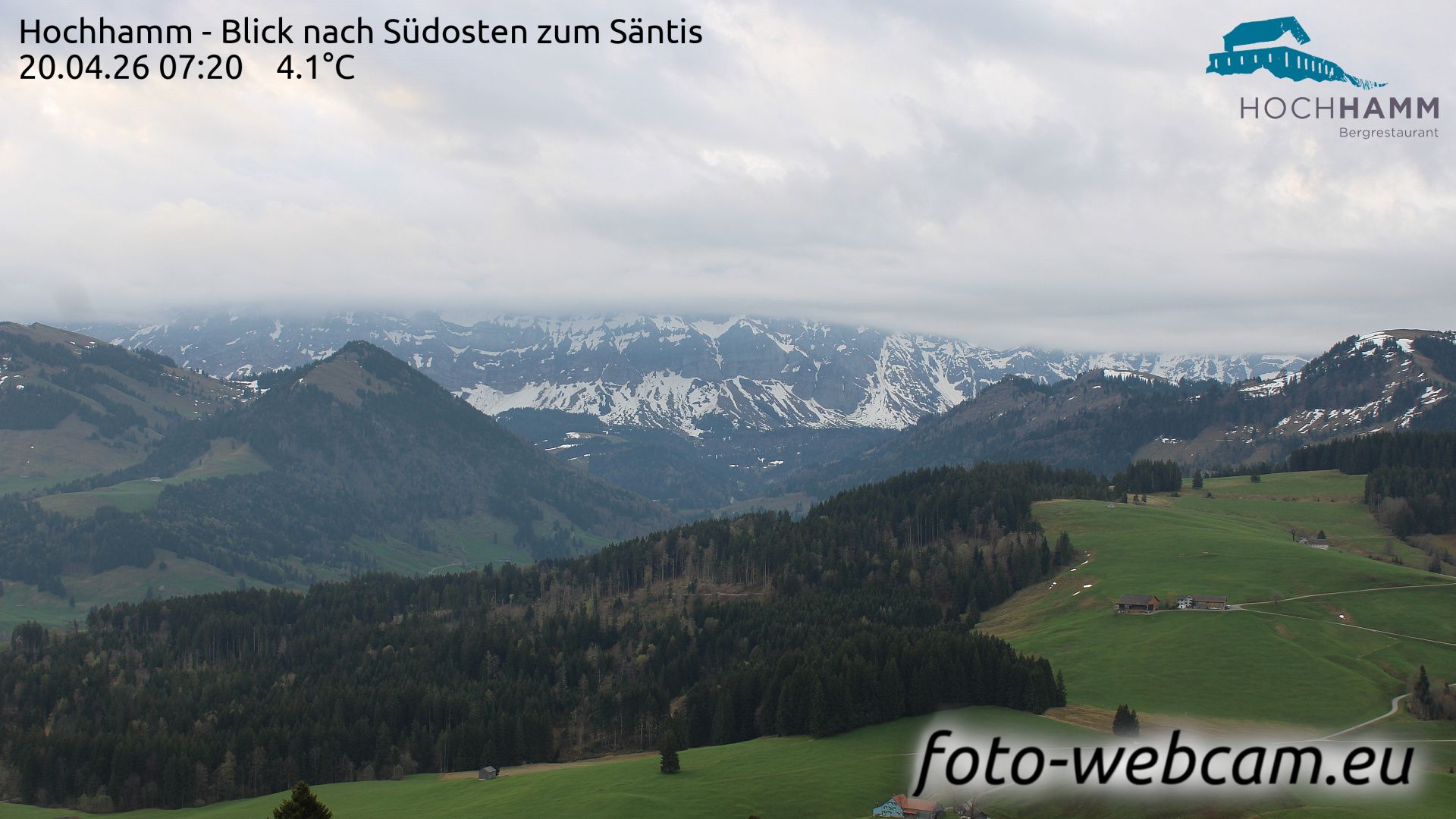Schönengrund: Hochhamm - Blick nach Südosten zum Säntis