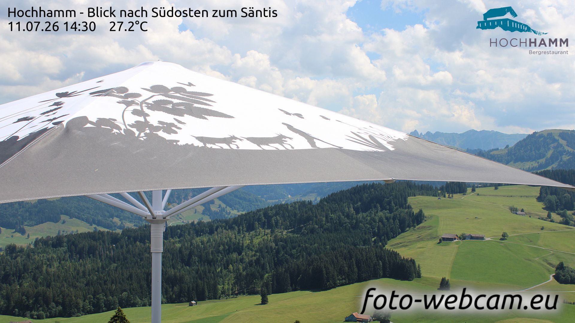 Schönengrund: Hochhamm - Blick nach Südosten zum Säntis