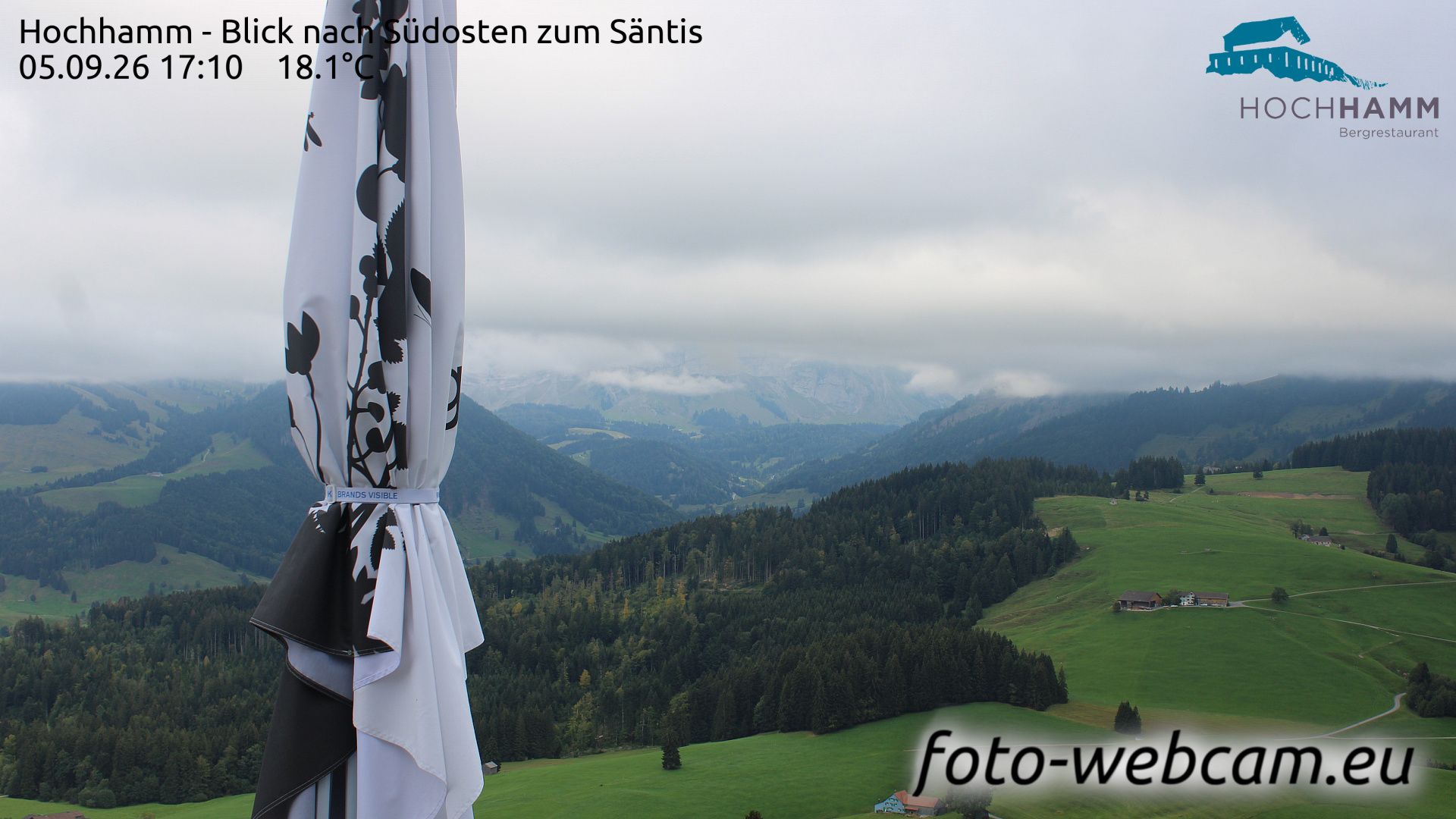 Schönengrund: Hochhamm - Blick nach Südosten zum Säntis