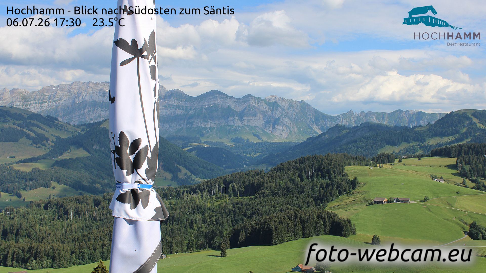 Schönengrund: Hochhamm - Blick nach Südosten zum Säntis