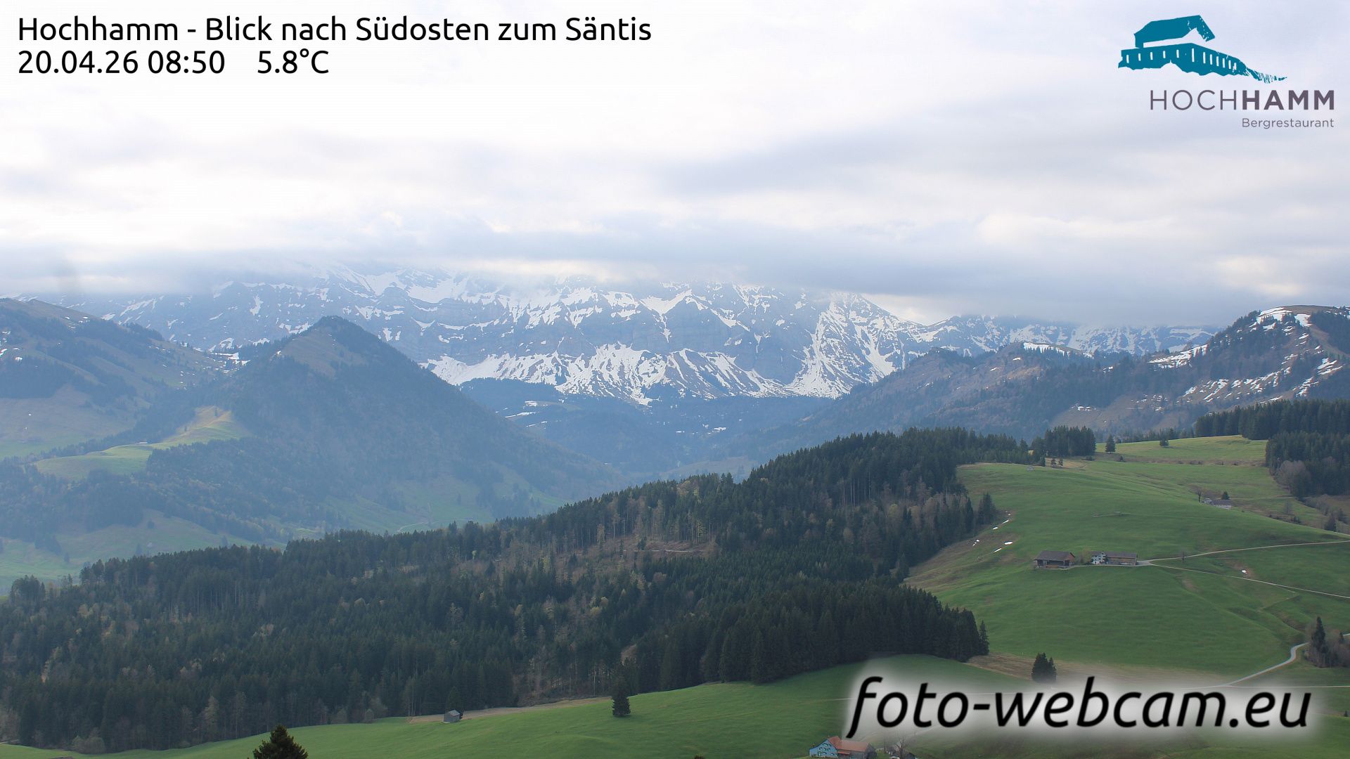 Schönengrund: Hochhamm - Blick nach Südosten zum Säntis