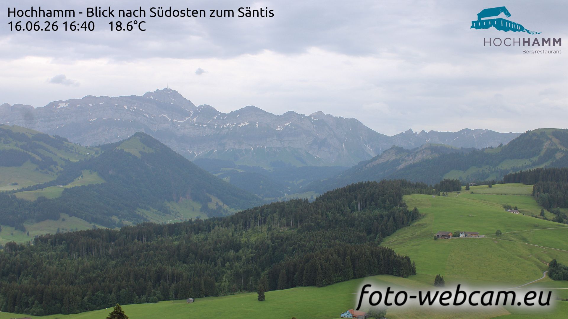 Schönengrund: Hochhamm - Blick nach Südosten zum Säntis