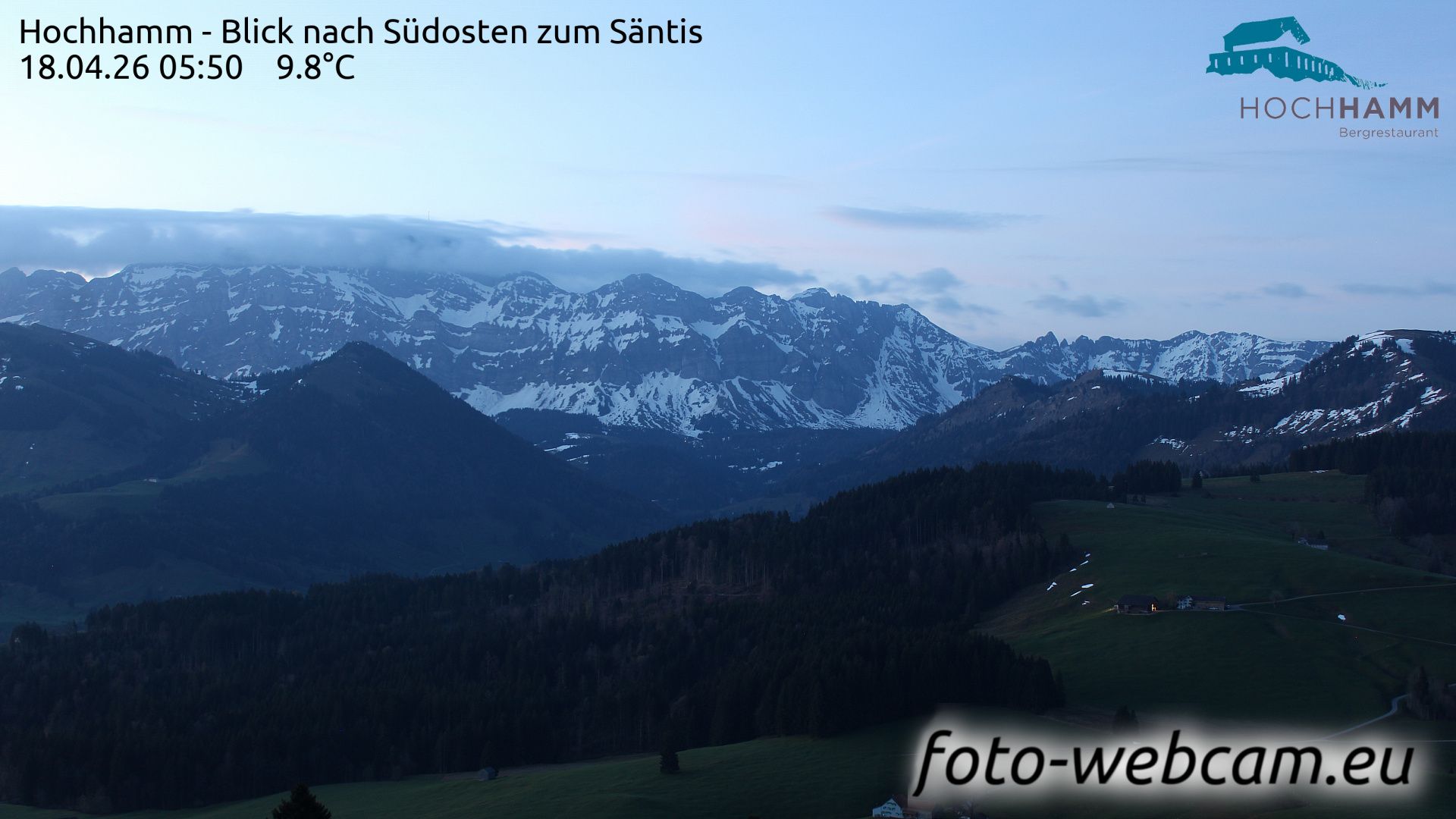 Schönengrund: Hochhamm - Blick nach Südosten zum Säntis