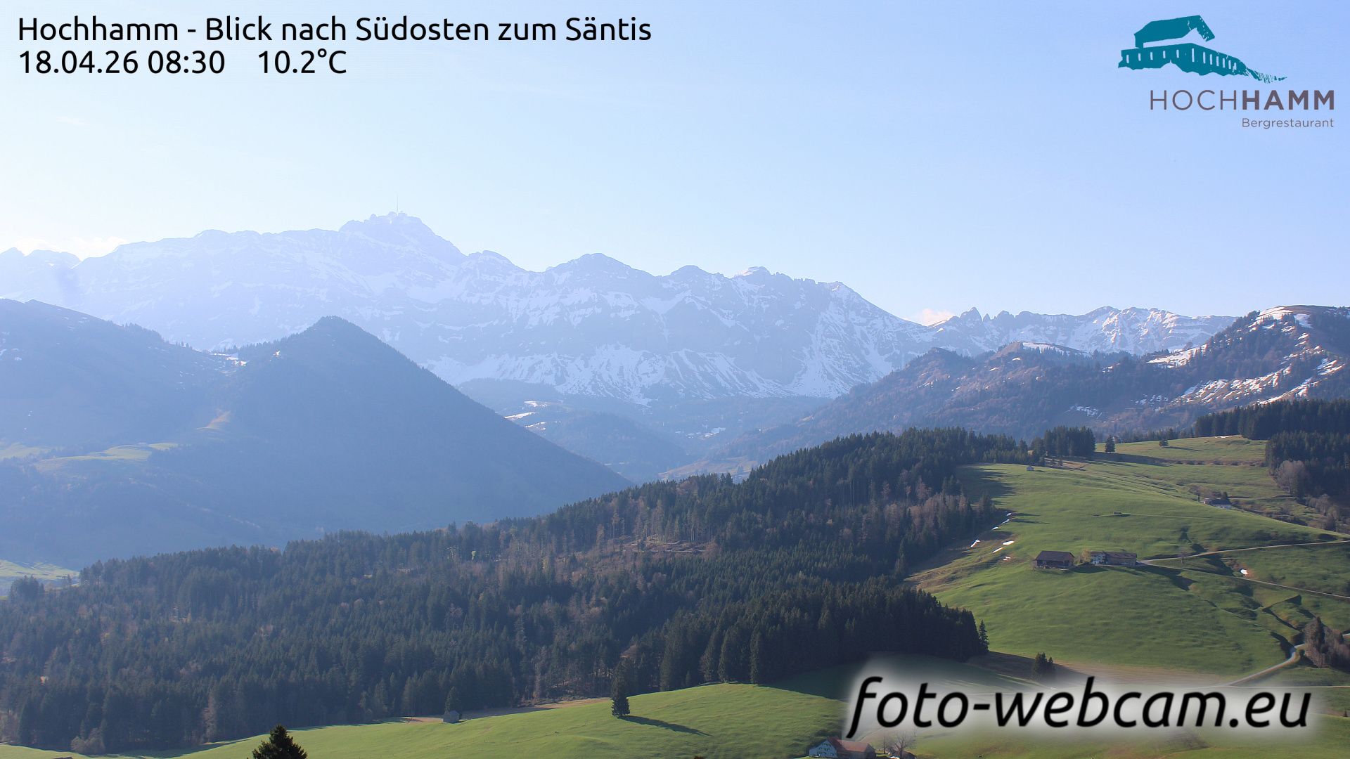 Schönengrund: Hochhamm - Blick nach Südosten zum Säntis